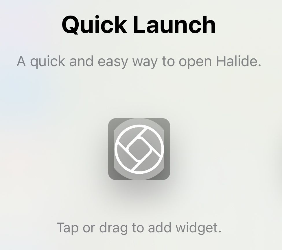 A screenshot of the quick-launch Halide widget, with the edges cut off.